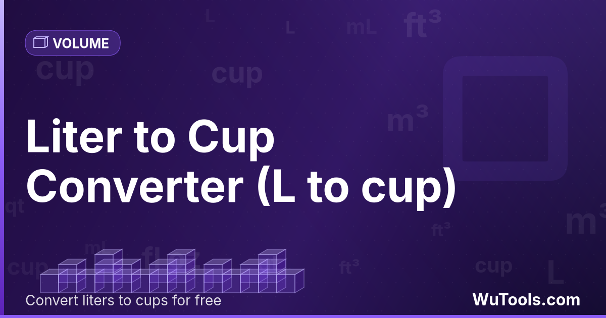 Litro para Xícara — Converta litros para xícaras grátis. 1 L = 4.22675284 cup. Conversor preciso com fórmula, exemplos e tabela de conversão