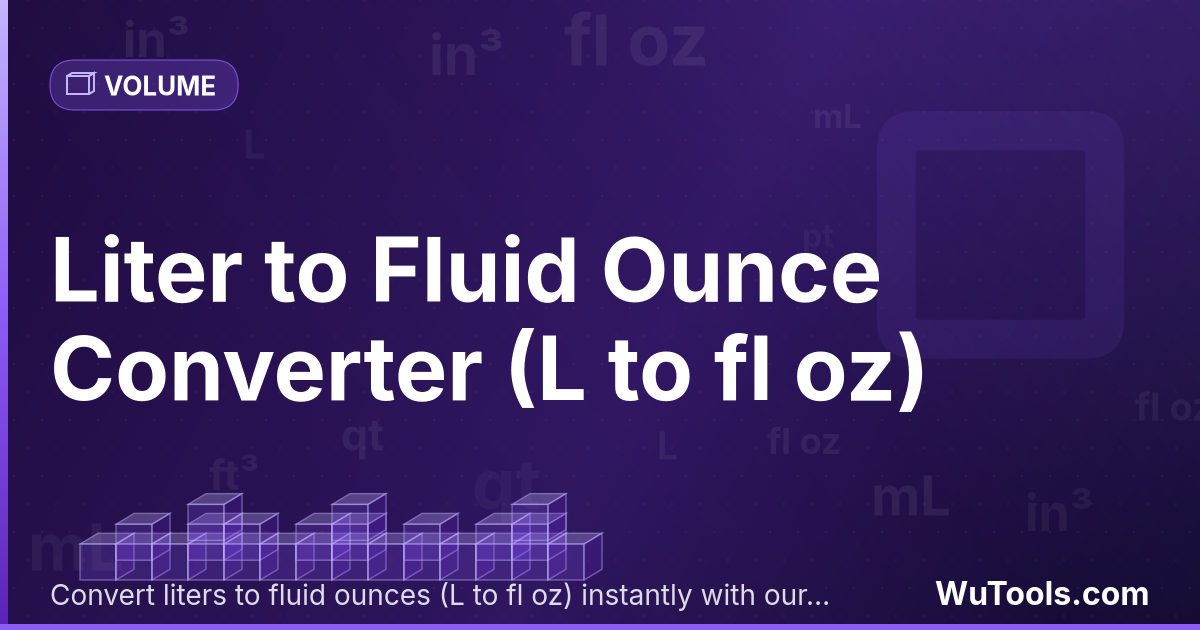 Litro para Onça Líquida — Converta litros para onças líquidas grátis. 1 L = 33.81402266 fl oz. Conversor preciso com fórmula, exemplos e tabela de