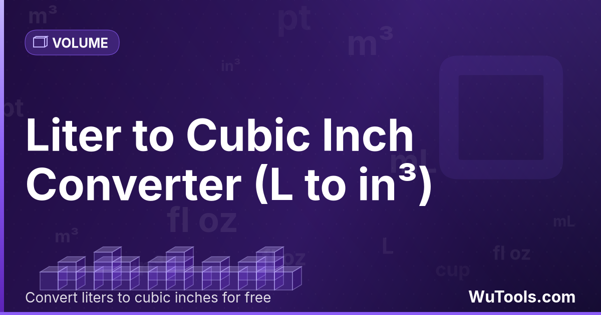 Litre en Pouce Cube — Convertir litres vers pouces cubes gratuitement. 1 L = 61.02374409 in³. Convertisseur précis avec formule, exemples et t