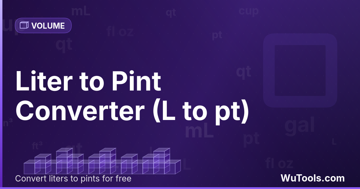 Litro para Pinta — Converta litros para pintas grátis. 1 L = 2.11337642 pt. Conversor preciso com fórmula, exemplos e tabela de conversão o