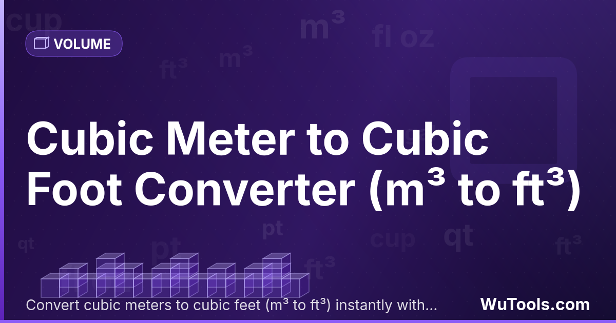 Mètre Cube en Pied Cube — Convertir mètres cubes vers pieds cubes gratuitement. 1 m³ = 35.31466672 ft³. Convertisseur précis avec formule, exemple