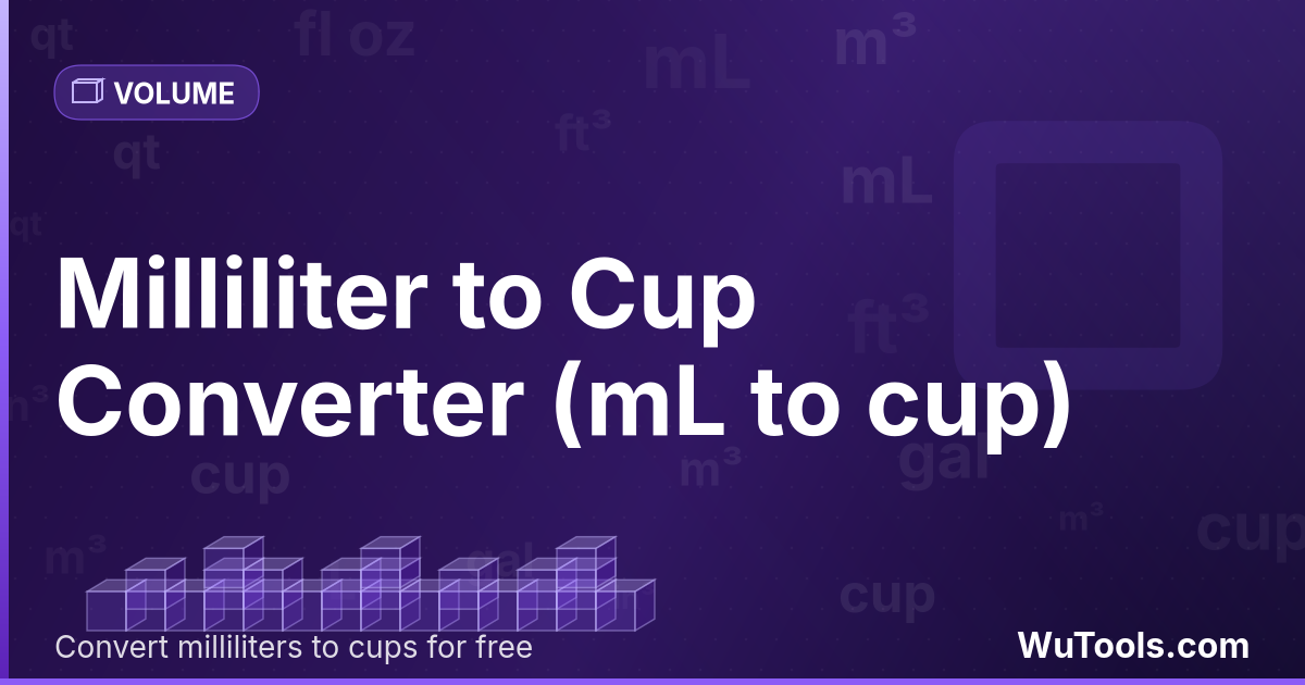 Mililitro para Xícara — Converta mililitros para xícaras grátis. 1 mL = 0.00422675 cup. Conversor preciso com fórmula, exemplos e tabela de conv