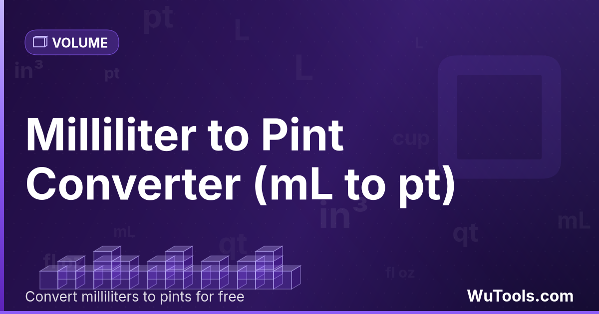 Mililitro para Pinta — Converta mililitros para pintas grátis. 1 mL = 0.00211338 pt. Conversor preciso com fórmula, exemplos e tabela de conver