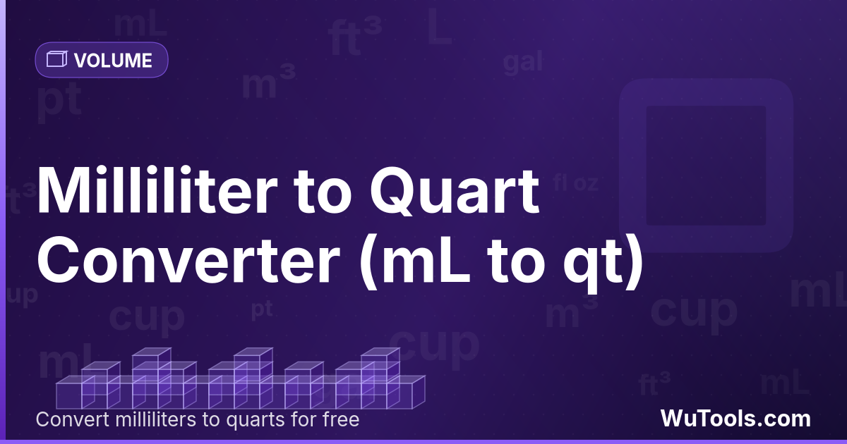 Mililitro para Quarto — Converta mililitros para quartos grátis. 1 mL = 0.00105669 qt. Conversor preciso com fórmula, exemplos e tabela de conve