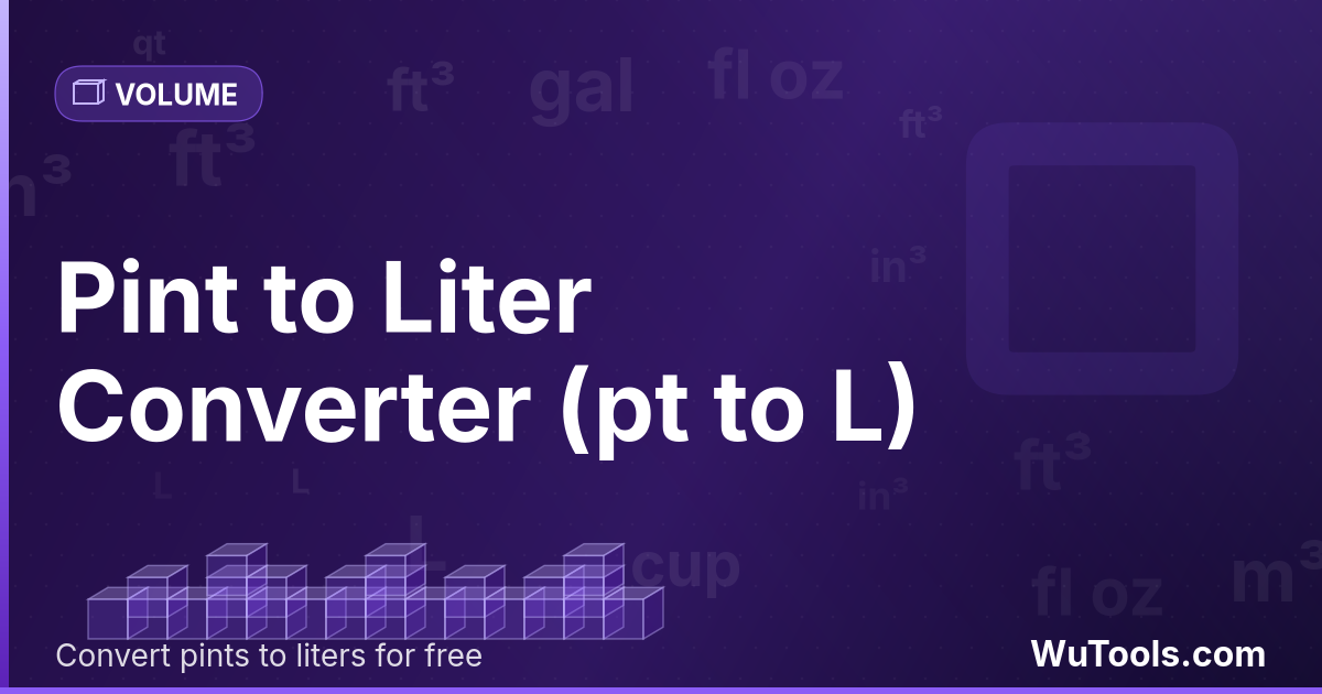 Pinta para Litro — Converta pintas para litros grátis. 1 pt = 0.47317647 L. Conversor preciso com fórmula, exemplos e tabela de conversão o