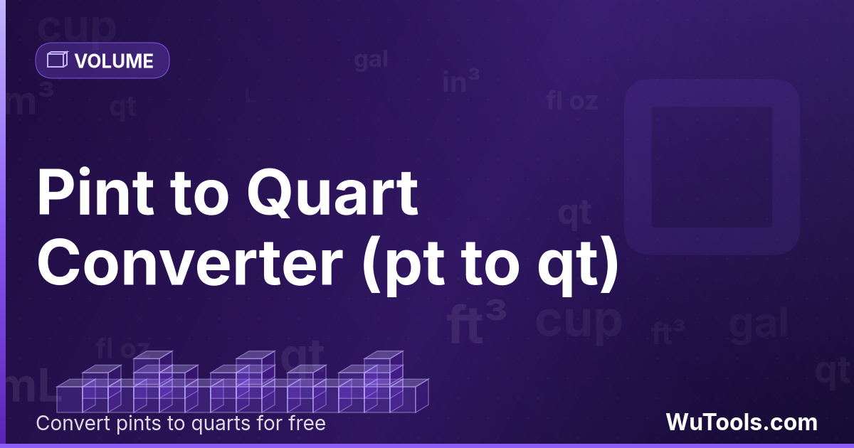 Pinta para Quarto — Converta pintas para quartos grátis. 1 pt = 0.5 qt. Conversor preciso com fórmula, exemplos e tabela de conversão online