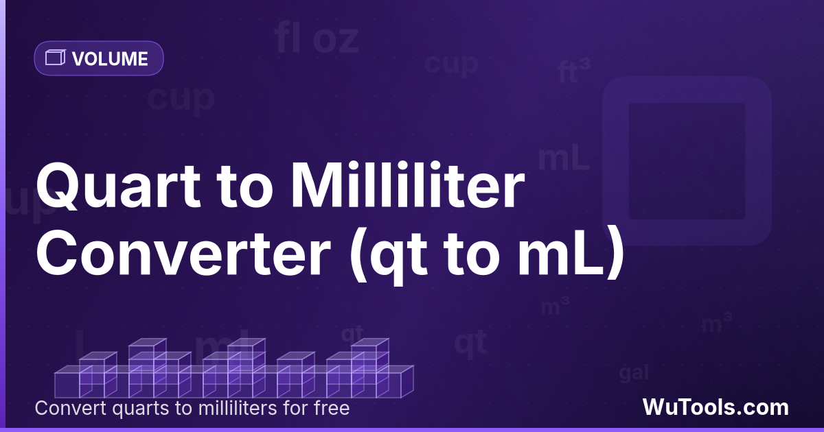 Quarto para Mililitro — Converta quartos para mililitros grátis. 1 qt = 946.352946 mL. Conversor preciso com fórmula, exemplos e tabela de conve