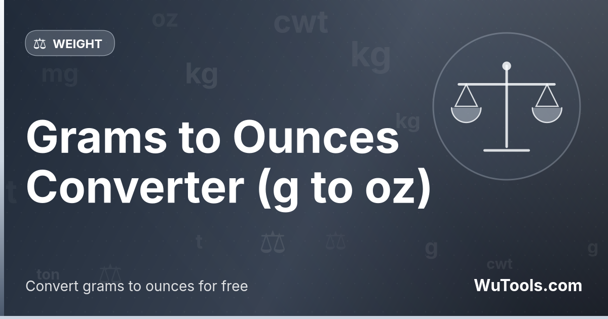 Convertisseur Grammes en Onces — Convertissez instantanément les grammes en onces (g en oz) avec notre convertisseur en ligne gratuit. Résultats précis a