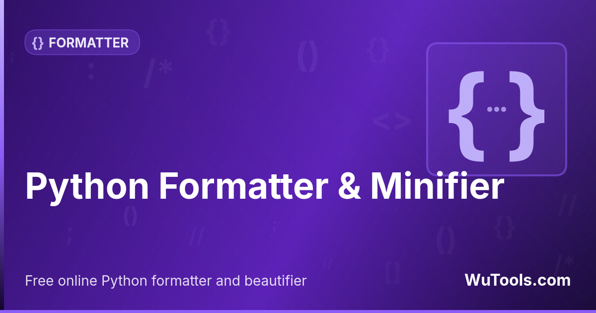 Formatador Python — Formatador, embelezador e minificador Python online com indentação PEP 8, normalização de linhas em branco e syntax high
