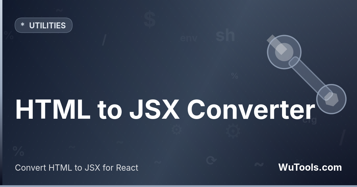 HTML to JSX Converter — Free online HTML to JSX converter for React. Renames class→className, for→htmlFor, builds style objects, self-closes voi