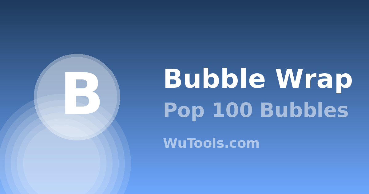 Bubble Wrap Pop — Pop 100 virtual bubbles online with satisfying sound effects. Free anti-stress bubble wrap simulator. Track your best po