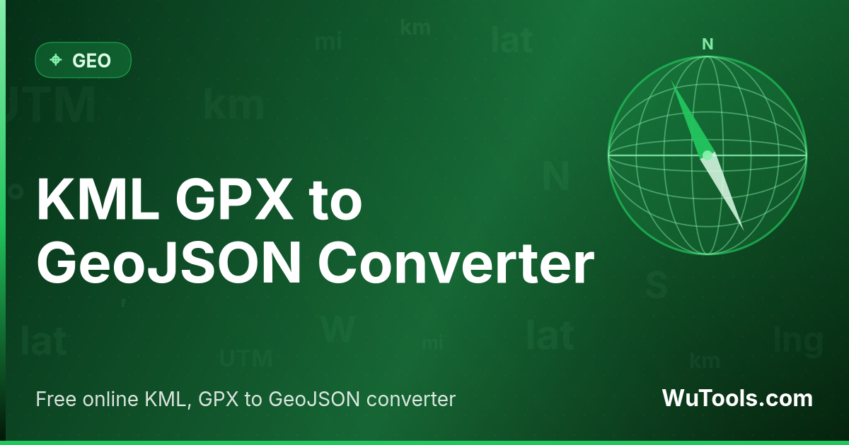 Conversor KML GPX GeoJSON — Conversor online gratuito de KML, GPX para GeoJSON. Converta trilhas GPS, waypoints, rotas entre formatos KML, GPX e Geo