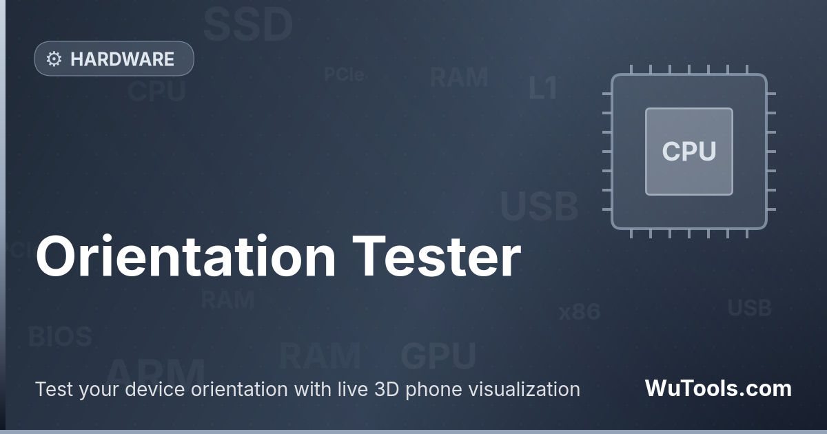 Probador de orientación — Prueba la orientación de tu dispositivo con visualización 3D en vivo. Monitorea ángulos de inclinación, valores de rotac
