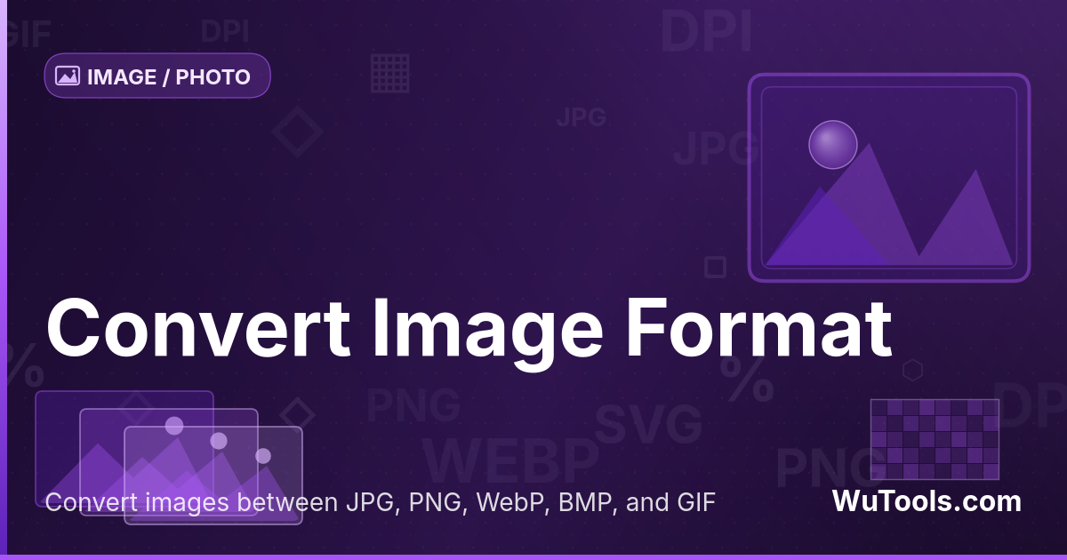 Convertir Format d'Image — Convertissez des images entre JPG, PNG, WebP, BMP et GIF. Convertisseur en ligne gratuit avec contrôle de qualité. Rapid