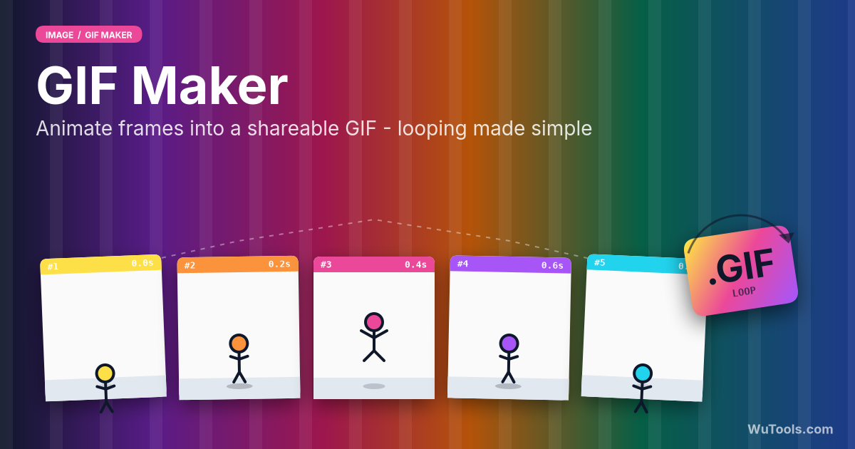 Créateur de GIF — Créez des GIF animés depuis vos images ou vidéos. Contrôlez vitesse, boucle et qualité, directement dans le navigateur,