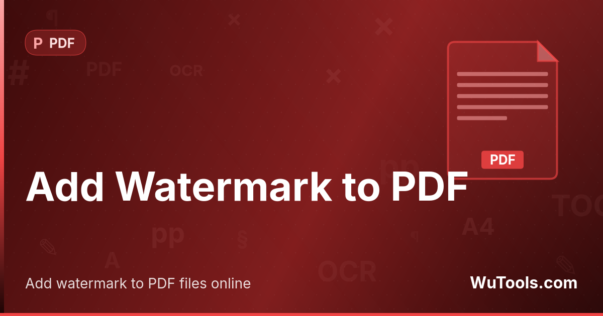 Adicionar Marca d'Água ao PDF — Adicione marca d'água a arquivos PDF online. Ferramenta gratuita para adicionar texto ou logo. Personalize posição, opac