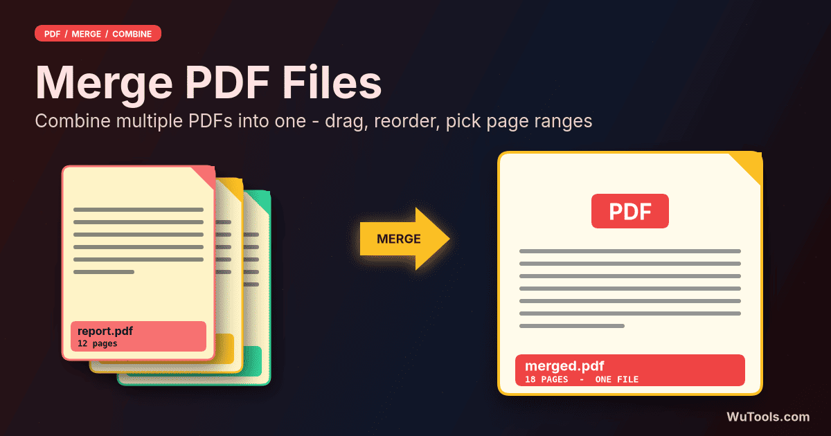 Fusionner des PDFs — Fusionnez PDF en ligne avec sélection de plage de pages par fichier. Glissez pour réorganiser, choisissez pages type 1-3
