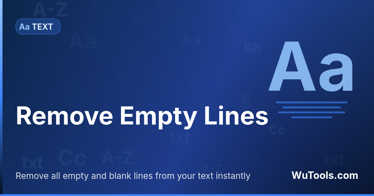 Remover Linhas Vazias — Tire toda linha em branco ou só com espaços de texto, código, logs ou listas. Ordenação e conversão de maiúsculas opcion