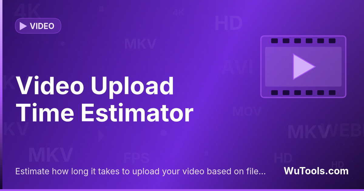 Estimador de Tiempo de Subida — Estima cuánto tarda subir un vídeo a YouTube, Vimeo, TikTok, Drive o S3. Introduce tamaño y velocidad de subida y obtén